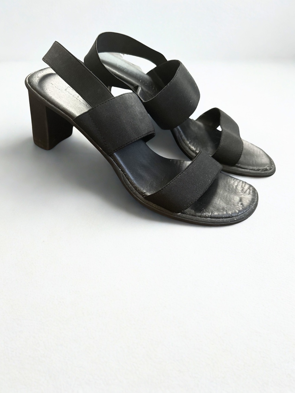 What’s What Black Elastic Block Heel Sandals Women’s Size 7